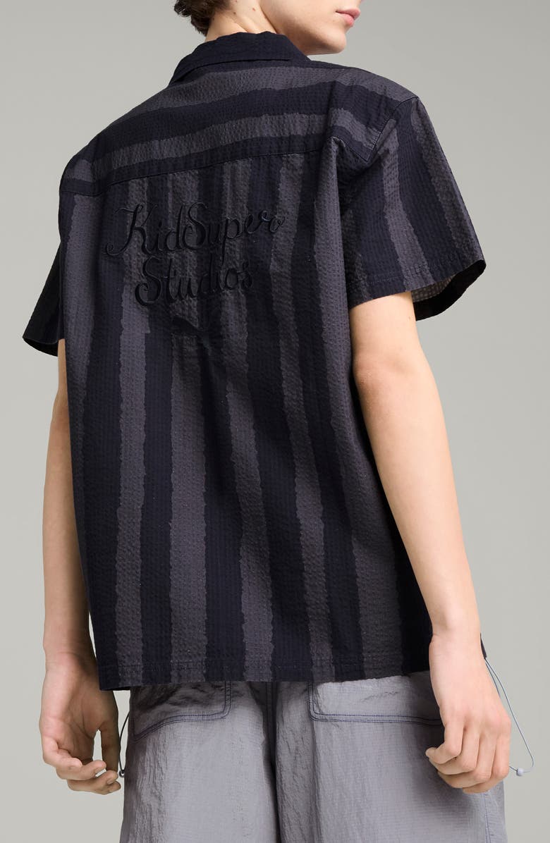 PUMA x KidSuper Stripe Cotton Seersucker Camp Shirt, Alternate, color, 