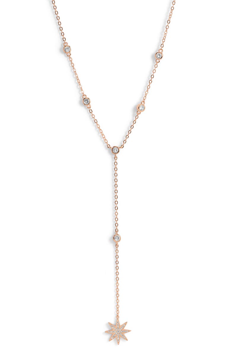 Mazin Jewels Starburst Lariat Necklace, Main, color, Rosegold