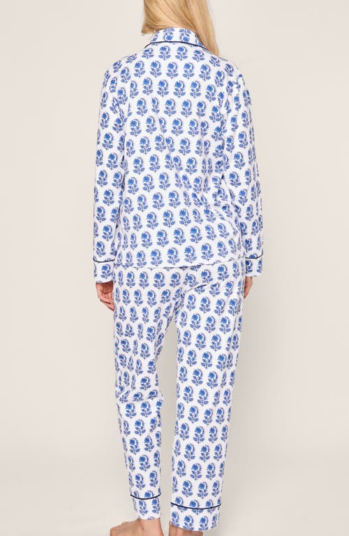 Petite Plume Cotton Vintage Ornaments Pajama Set In Blue