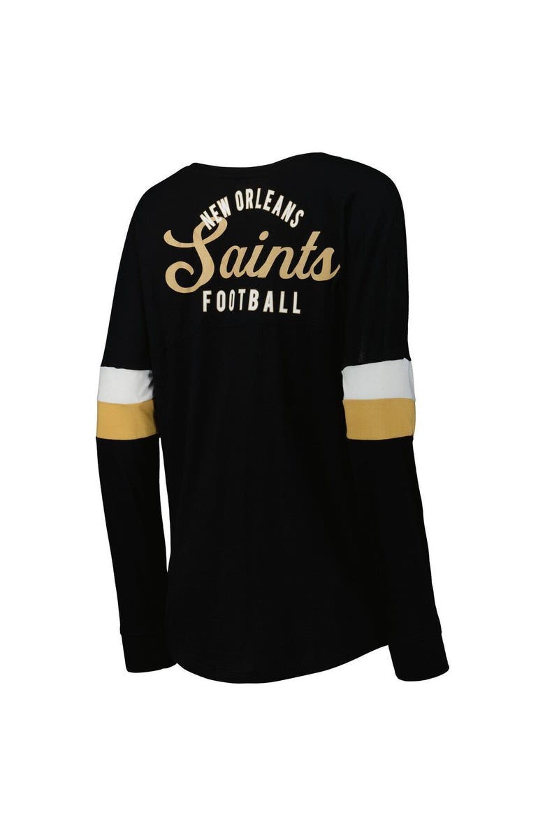 New Era Women's New Era Black New Orleans Saints Athletic Varsity Lightweight Lace-Up Long Sleeve T-Shirt, Alternate, color, Black