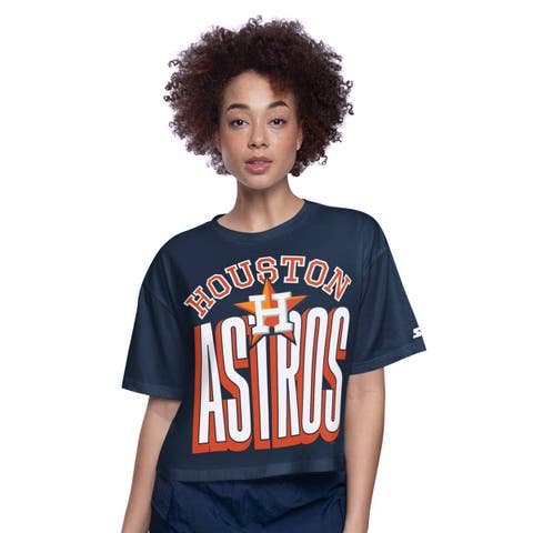 Women's Starter Navy Houston Astros Play the Ball Boxy Cropped T-Shirt