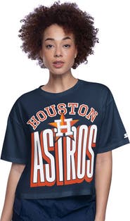 STARTER Women's Starter Navy Houston Astros Play the Ball Boxy Cropped T-Shirt