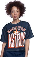 STARTER Women's Starter Navy Houston Astros Play the Ball Boxy Cropped T-Shirt