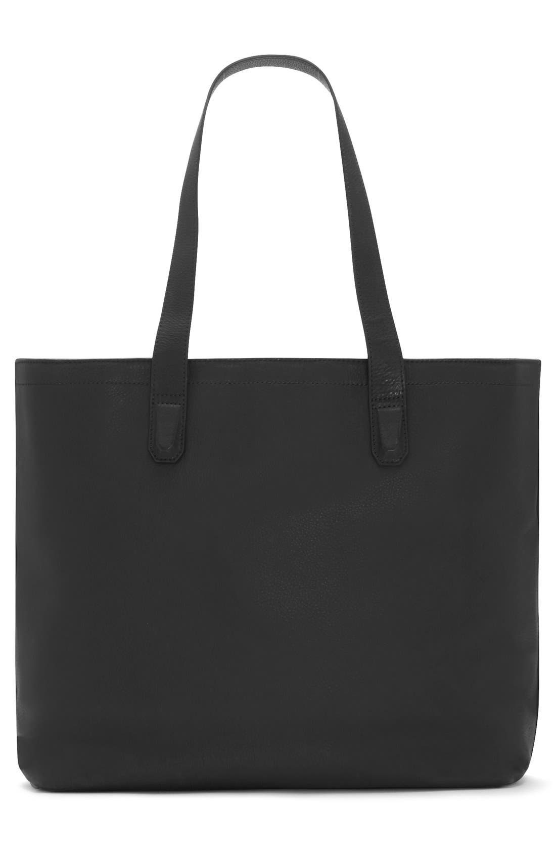 'Tolve' Leather Tote Bag, Alternate, color, BLACK
