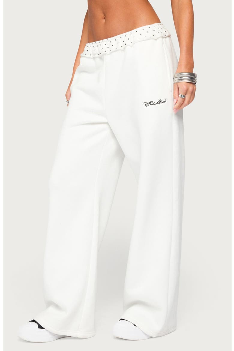 Deila Polka Dot Sweatpants, Alternate, color, WHITE
