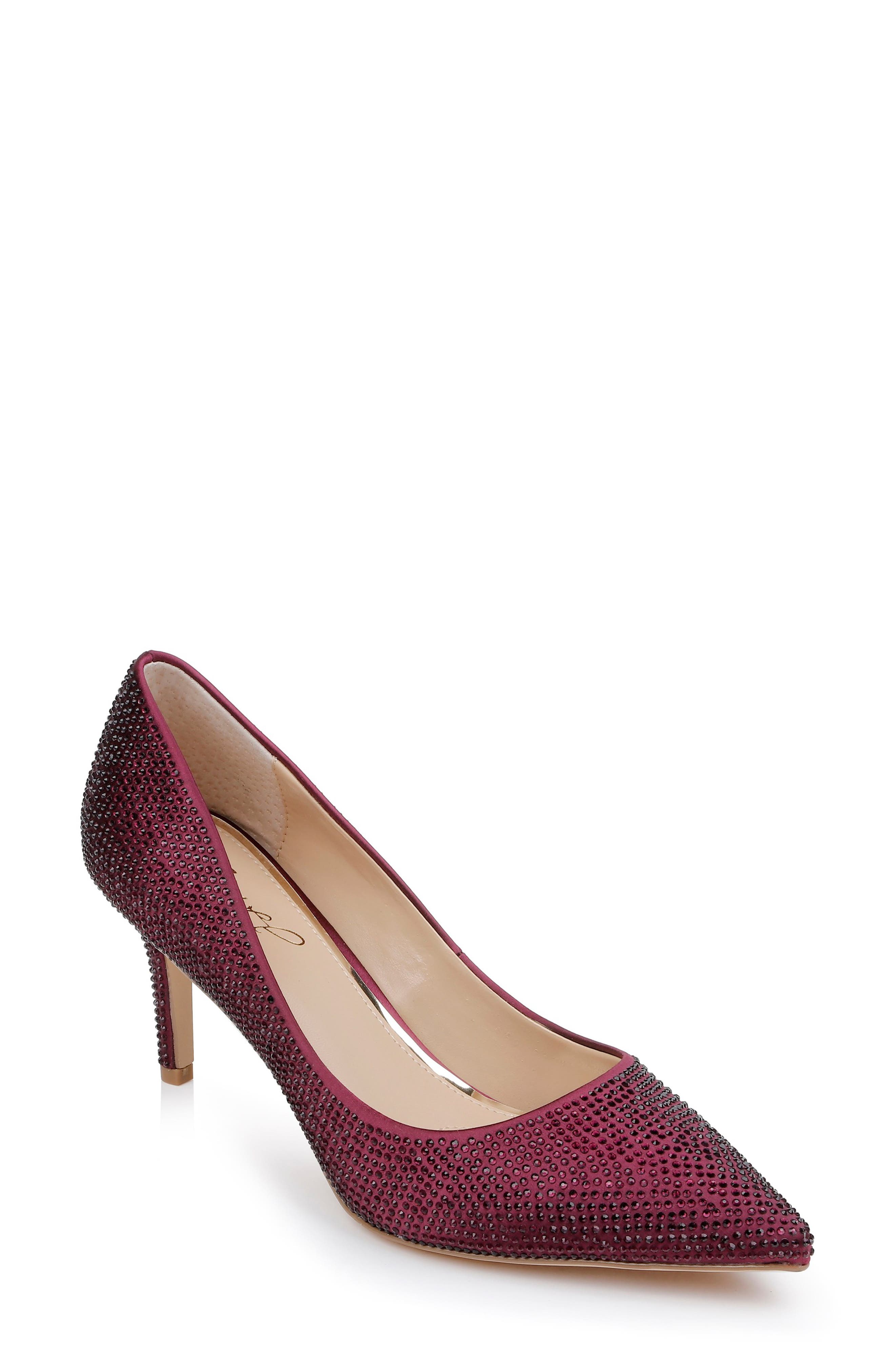 Tyanna Embellished Pointed Toe Pump, Main, color, BORDEAUX SATIN