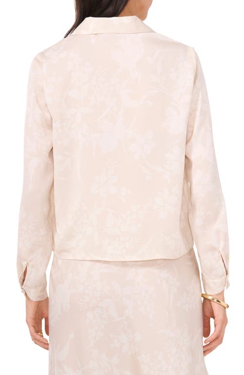 Vince Camuto Crop Charmeuse Button-up Shirt In Brown