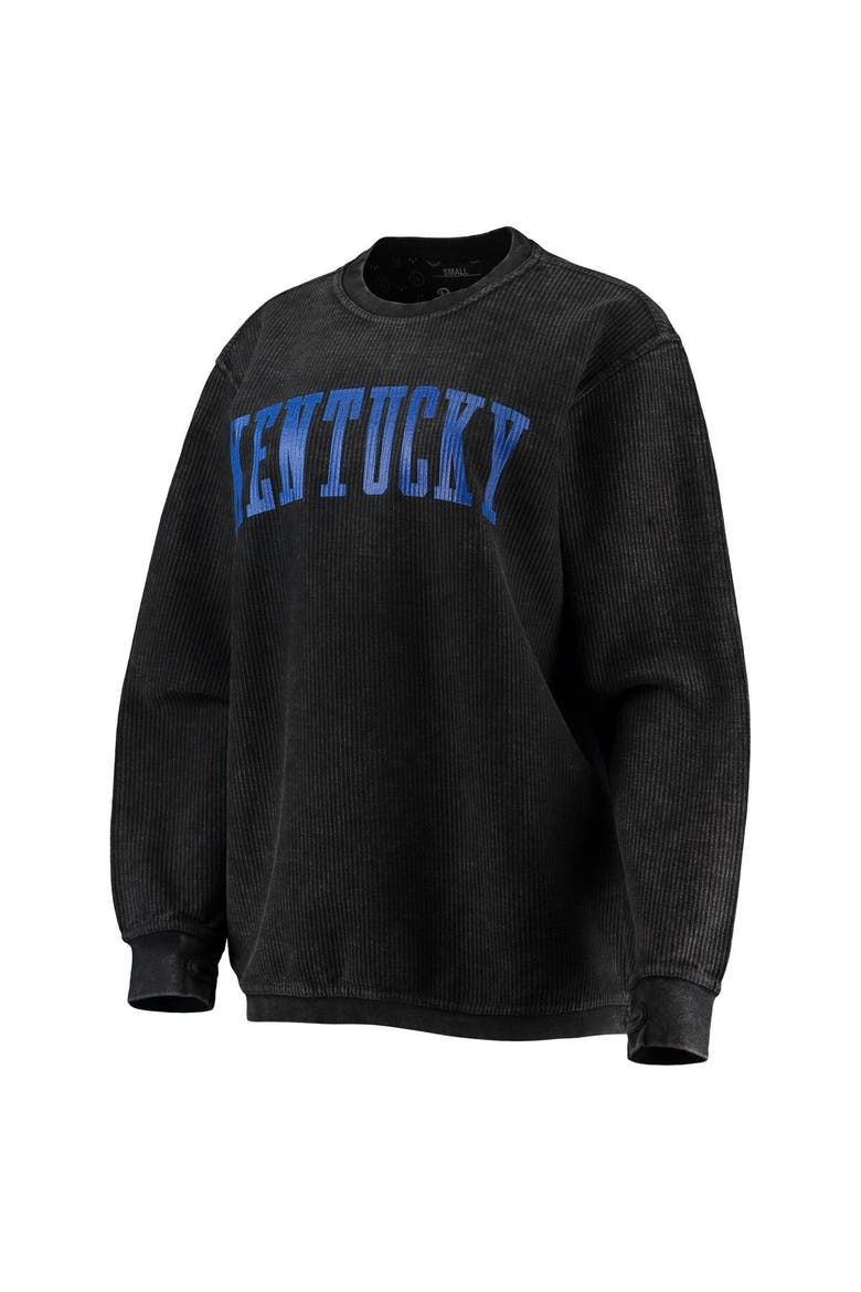Women's Pressbox Black Kentucky Wildcats Comfy Cord Vintage Wash Basic Arch Pullover Sweatshirt, Alternate, color, Black
