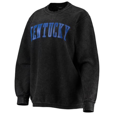 Women's Pressbox Black Kentucky Wildcats Comfy Cord Vintage Wash Basic Arch Pullover Sweatshirt