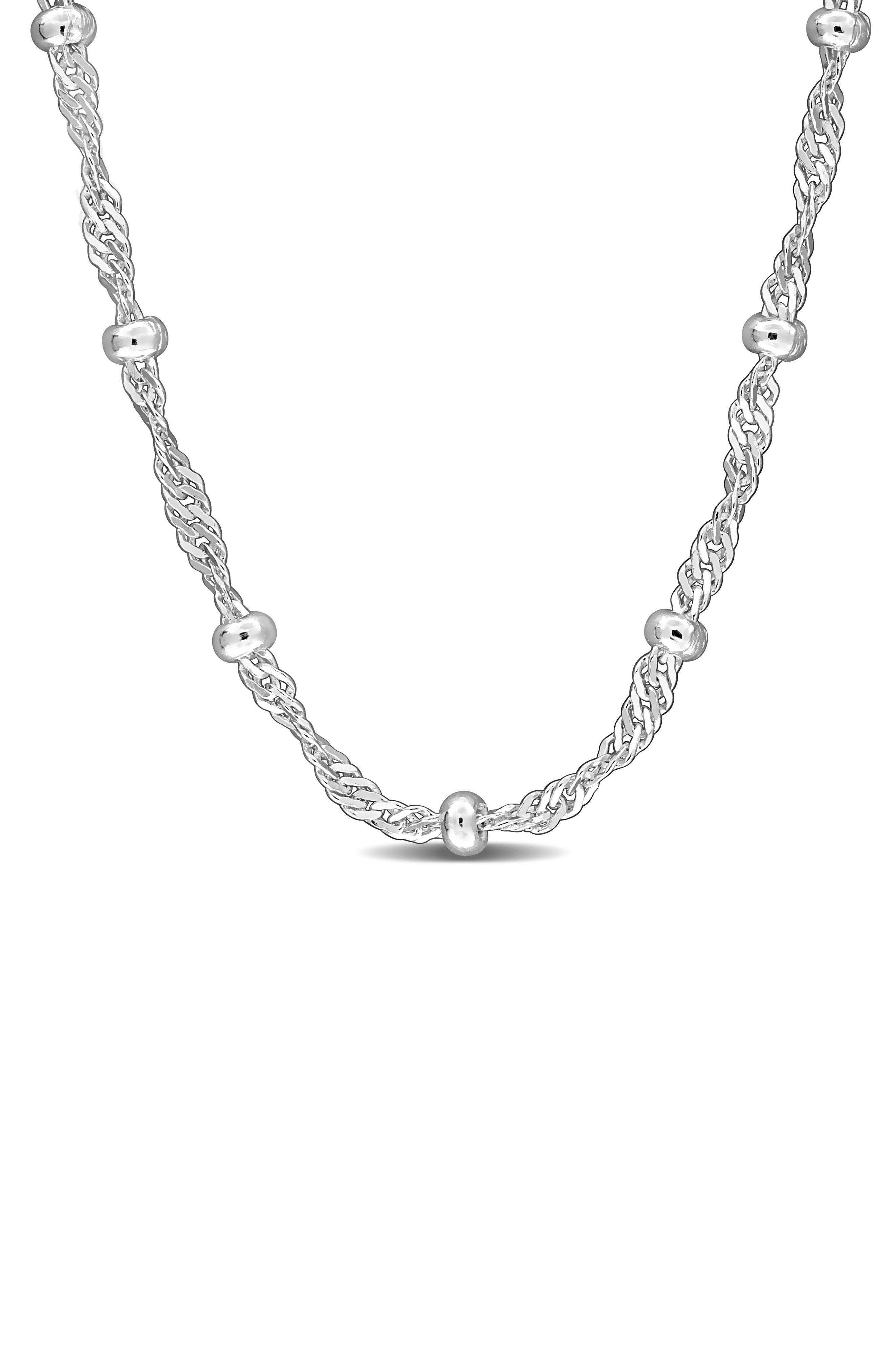 DELMAR Saturno Bead Station Necklace, 2.7mm