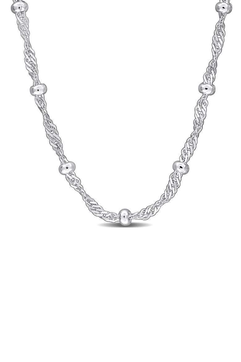 Saturno Bead Station Necklace, 2.7mm, Main, color, SILVER