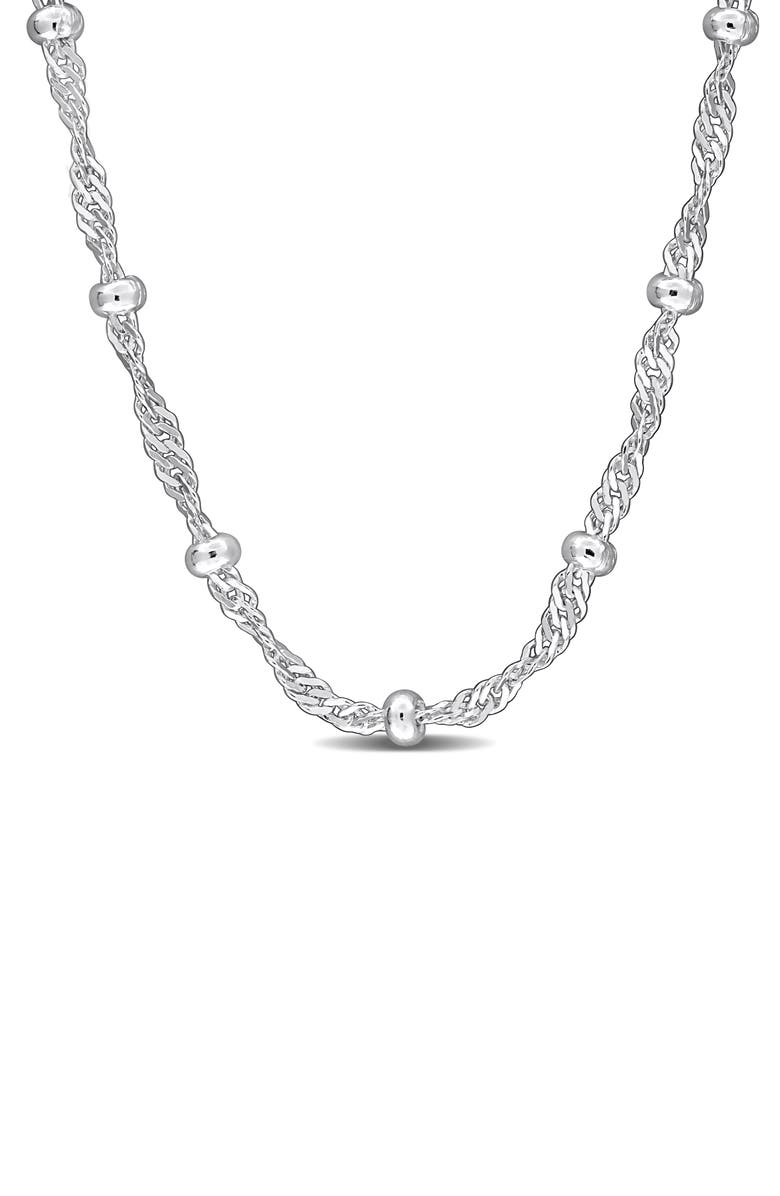DELMAR Saturno Bead Station Necklace, 2.7mm, Main, color, Silver