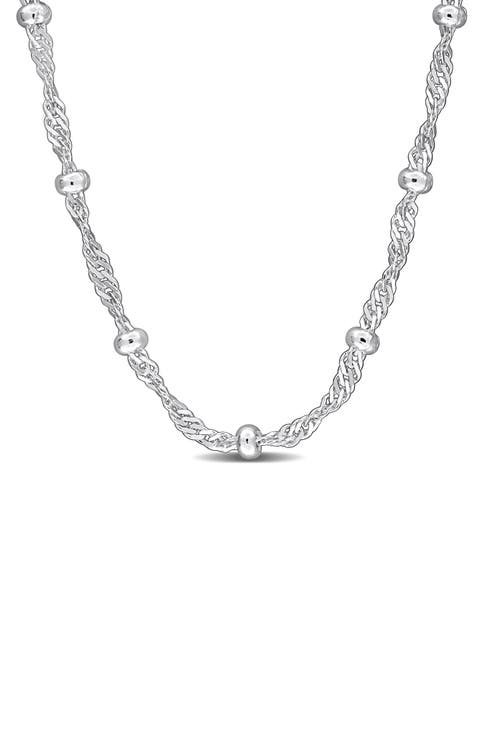 Saturno Bead Station Necklace, 2.7mm