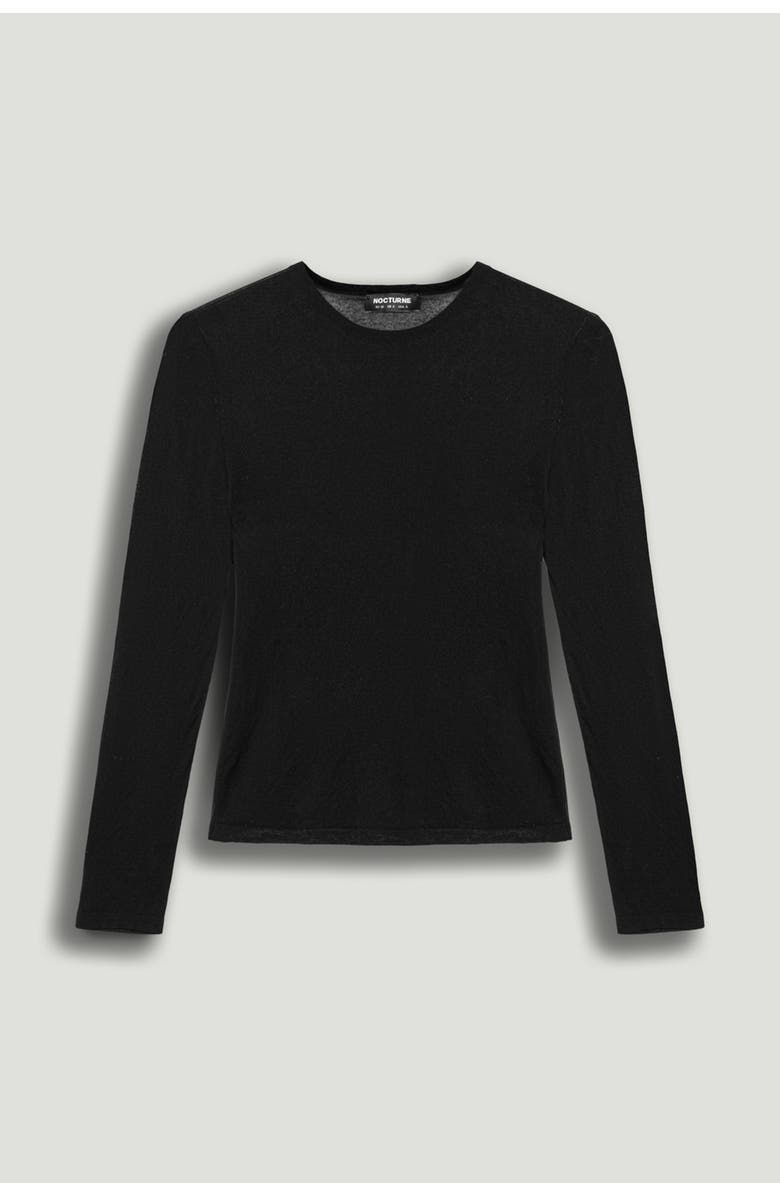 Nocturne Sheer Crew-Neck Mesh Top, Alternate, color, Black