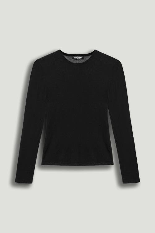 Nocturne Sheer Crew-neck Mesh Top In Black