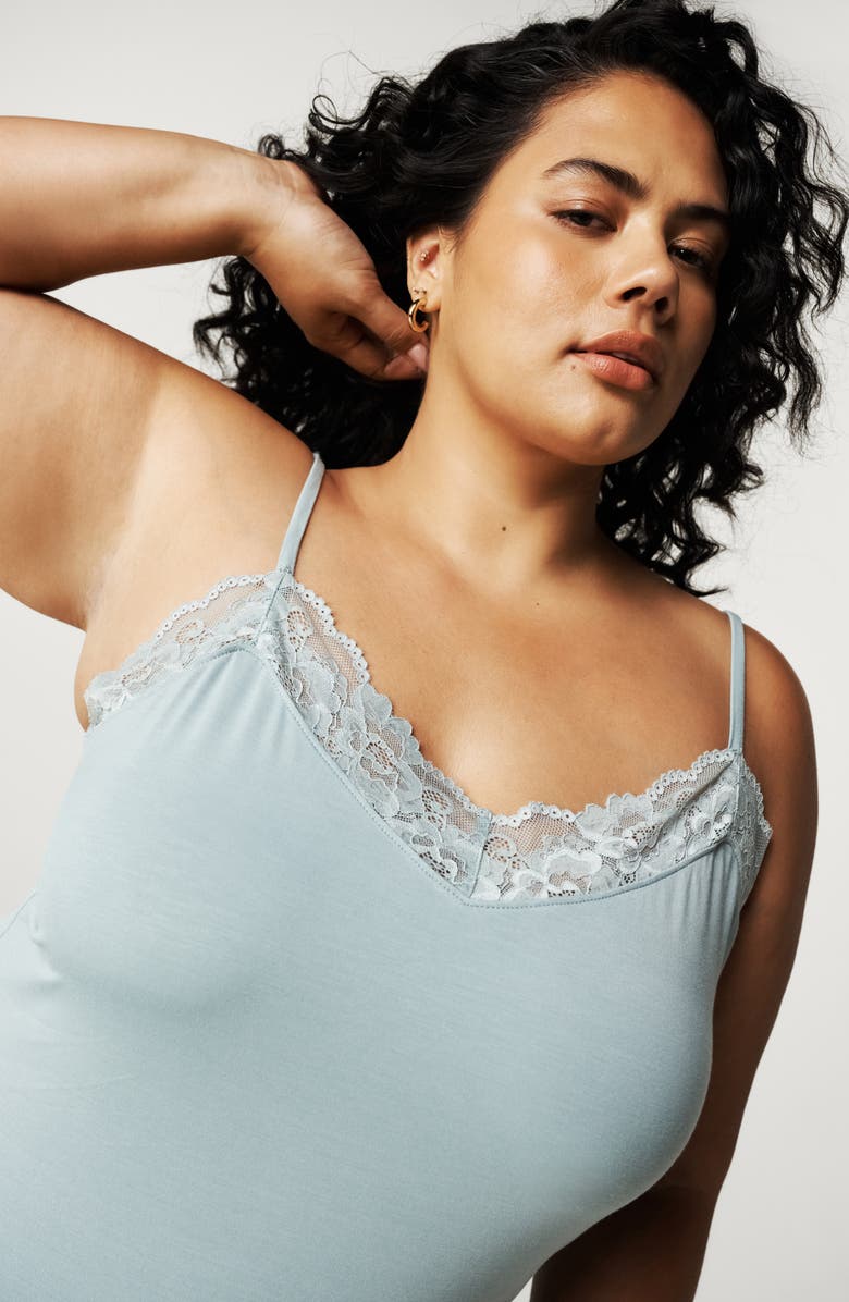 Posh Peanut Lace Trim Nightgown, Alternate, color, Green