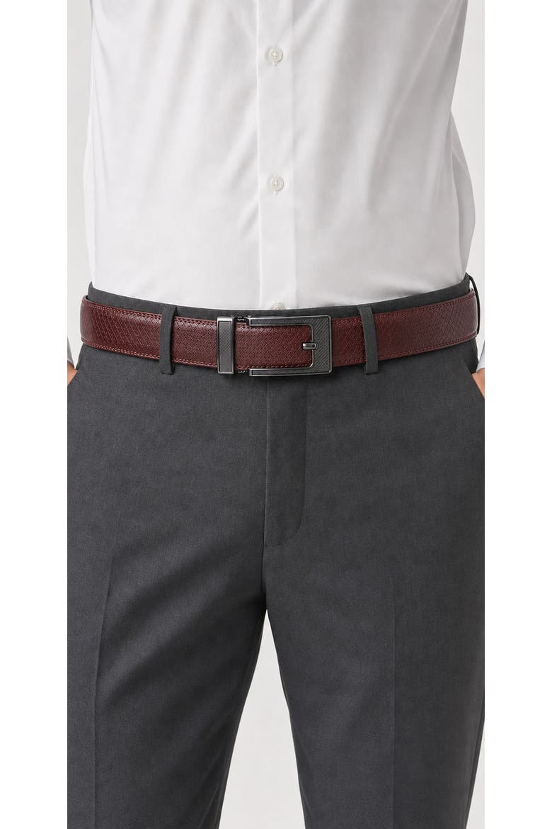 Crosshatch Leather Adjustable Ratchet Belt, Alternate, color, Umber