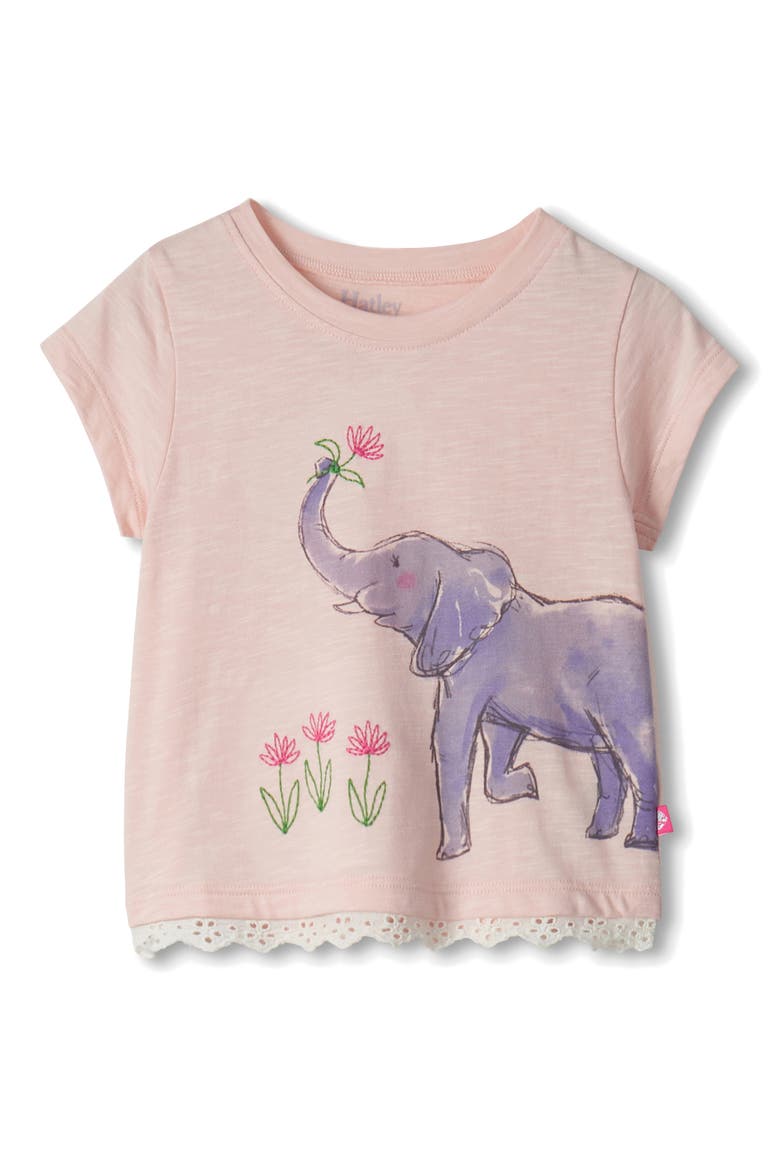Kids' Elephant Eyelet Cotton T-Shirt & Shorts Set, Alternate, color, PINK