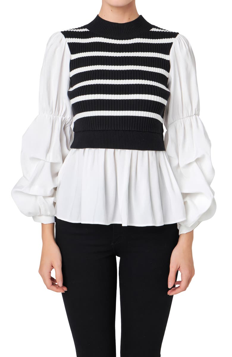 English Factory Combo Top, Alternate, color, Black Stripe