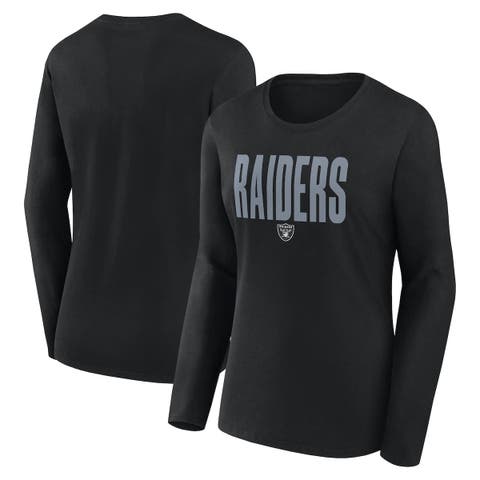 Women's Logo Athletic Black Las Vegas Raiders Grip Long Sleeve T-Shirt