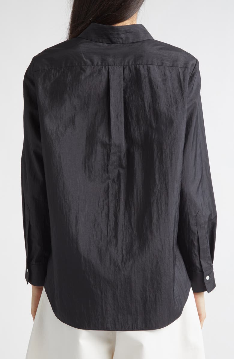 PARTOW Bryant Nylon & Silk Button-Up Shirt, Alternate, color, Black