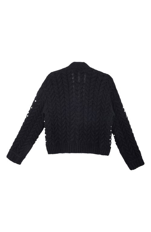 Saachi Embellished Cable Stitch Cardigan In Black