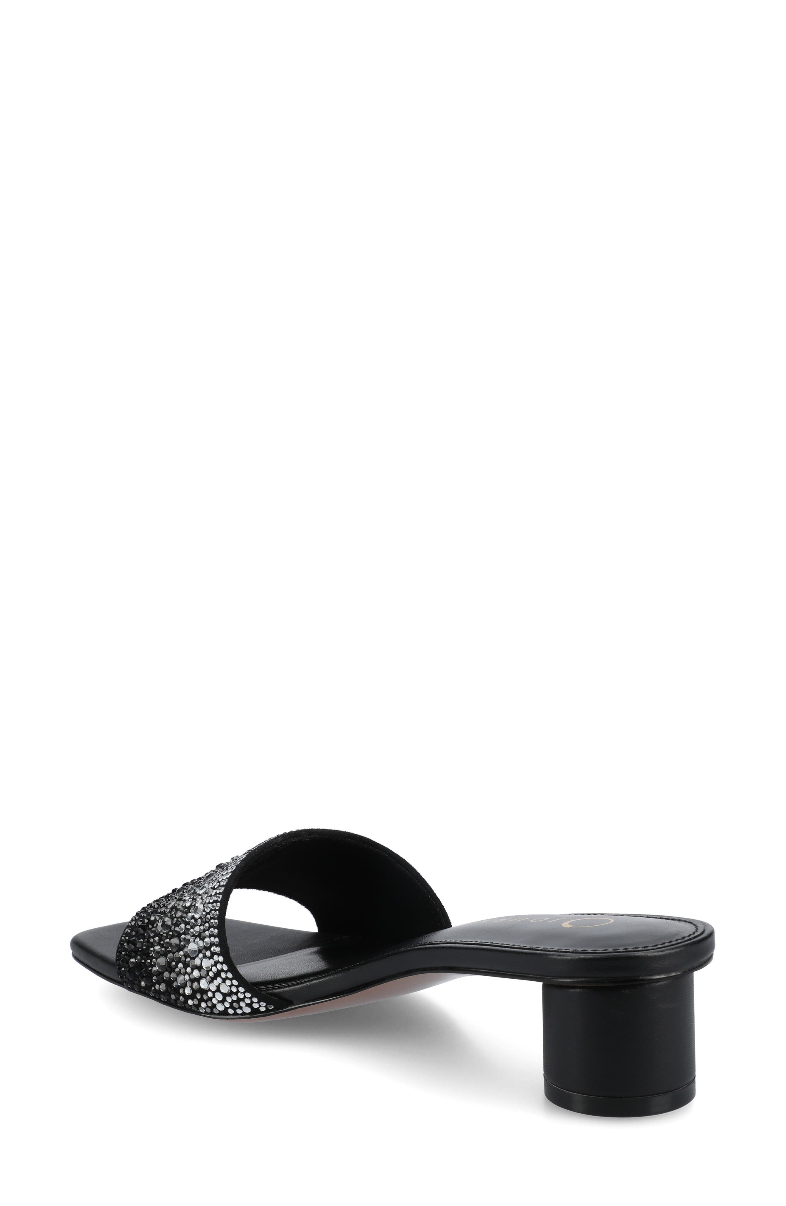 Journee Collection Flora Crystal Embellished Slide Sandal, Alternate, color, Black