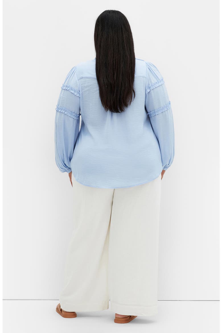 Ruffle Puff Sleeve<br />Peasant Blouse, Alternate, color, SKY