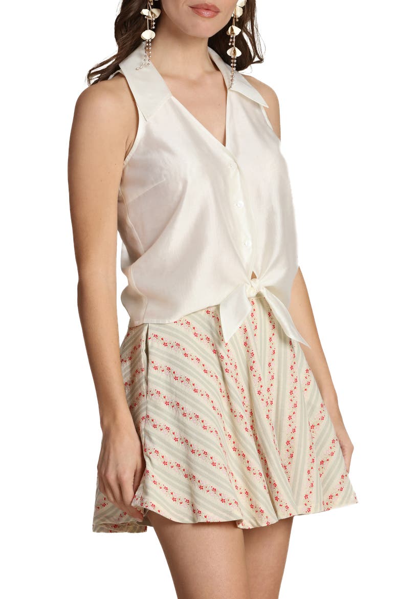 Sleeveless Tie Front Top, Alternate, color, OFF WHITE