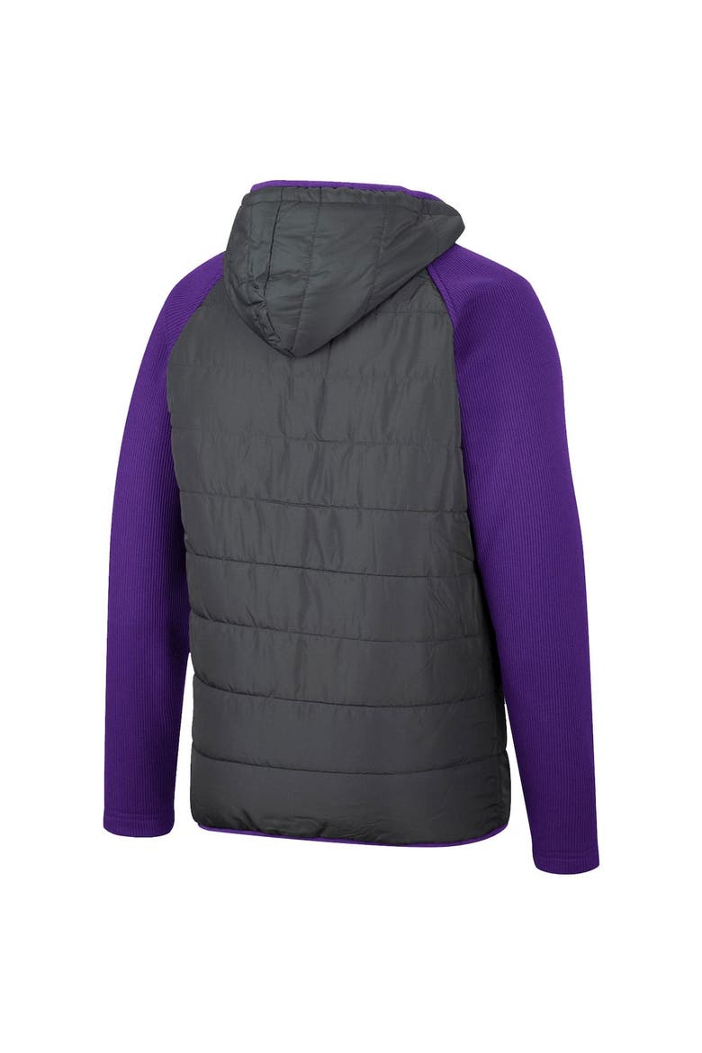 Men's Colosseum Charcoal/Purple Washington Huskies Good On You Raglan Full-Zip Jacket, Alternate, color, Charcoal