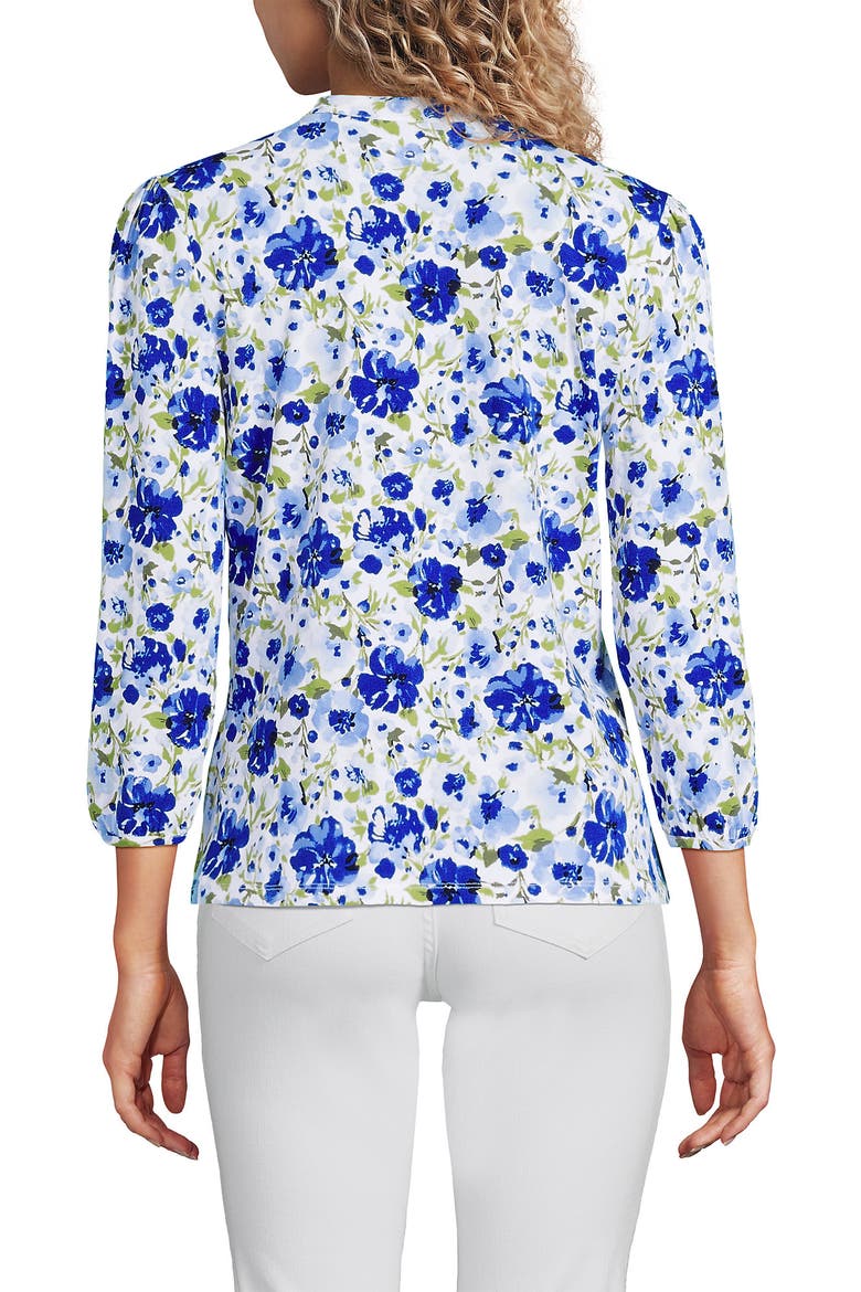 Lightweight Jersey Button Pintuck Top, Alternate, color, Clear Blue Painted Blooms