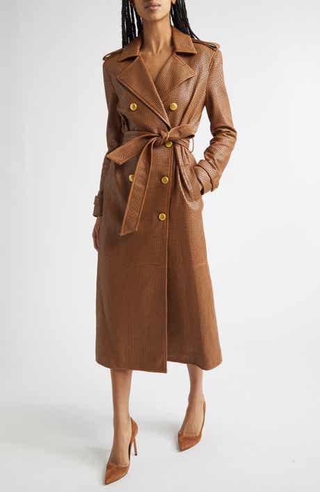 Baylee Perforated Leather Trench Coat