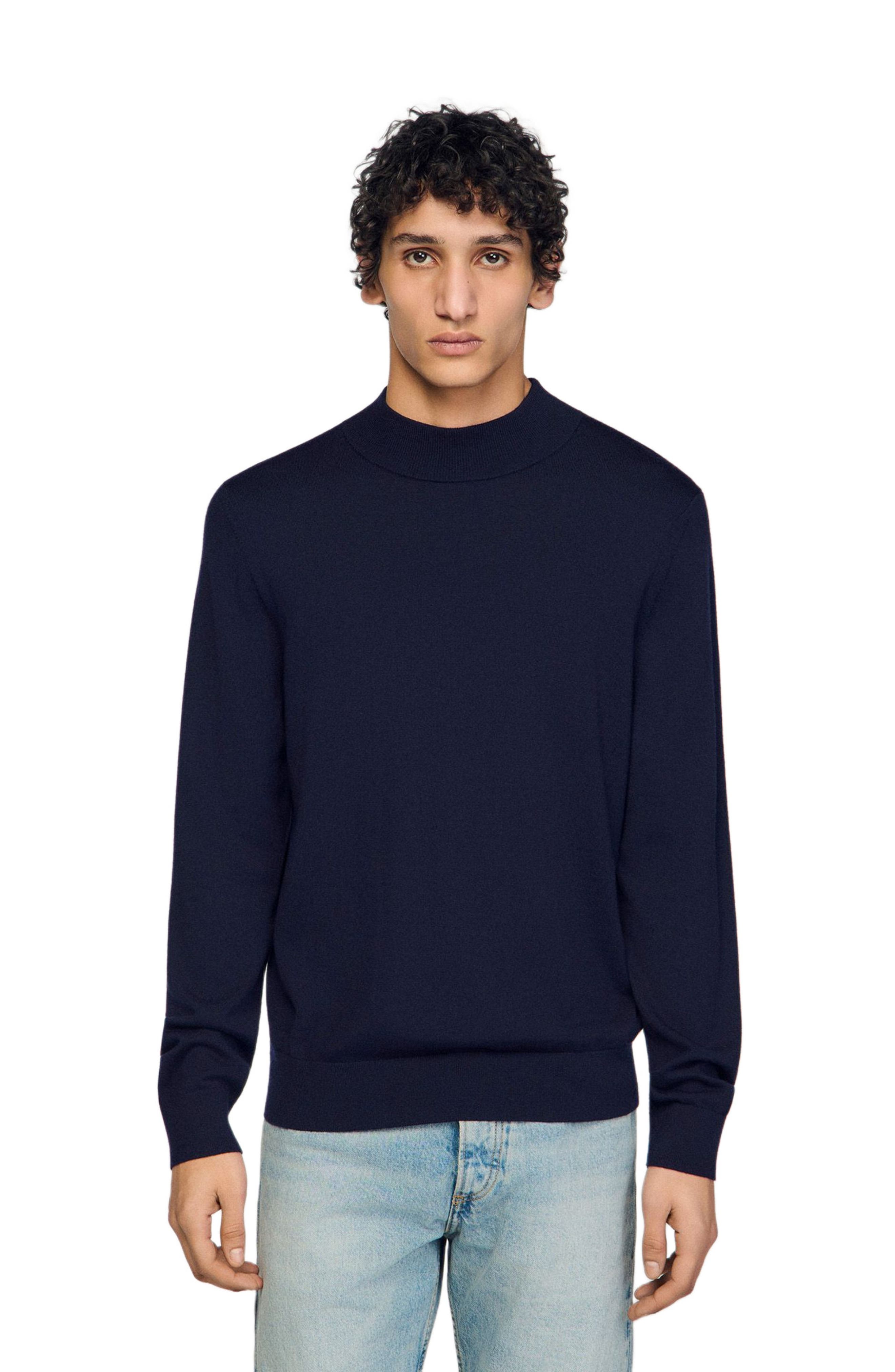Wool sweater with high neck