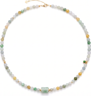 seree Mosaic Caila Green Jade Barrel Bead Necklace