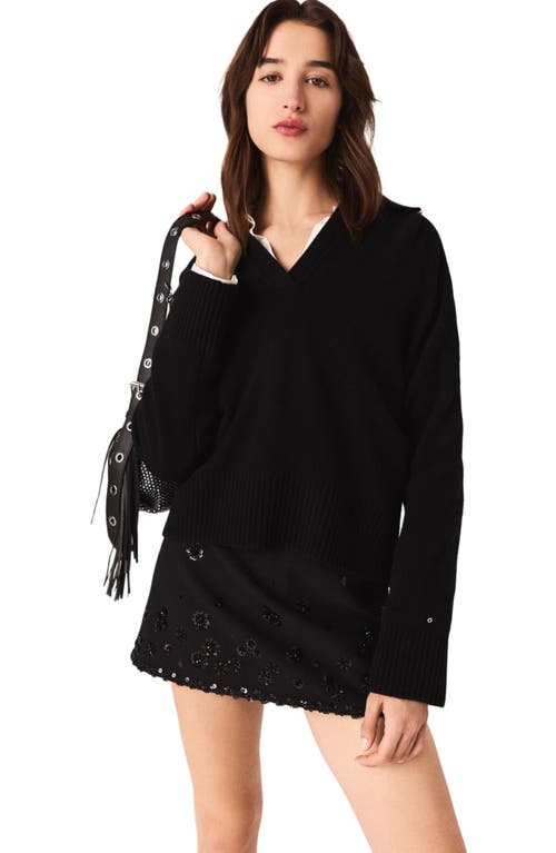 Maje Open Polo Collar Cardigan In Black