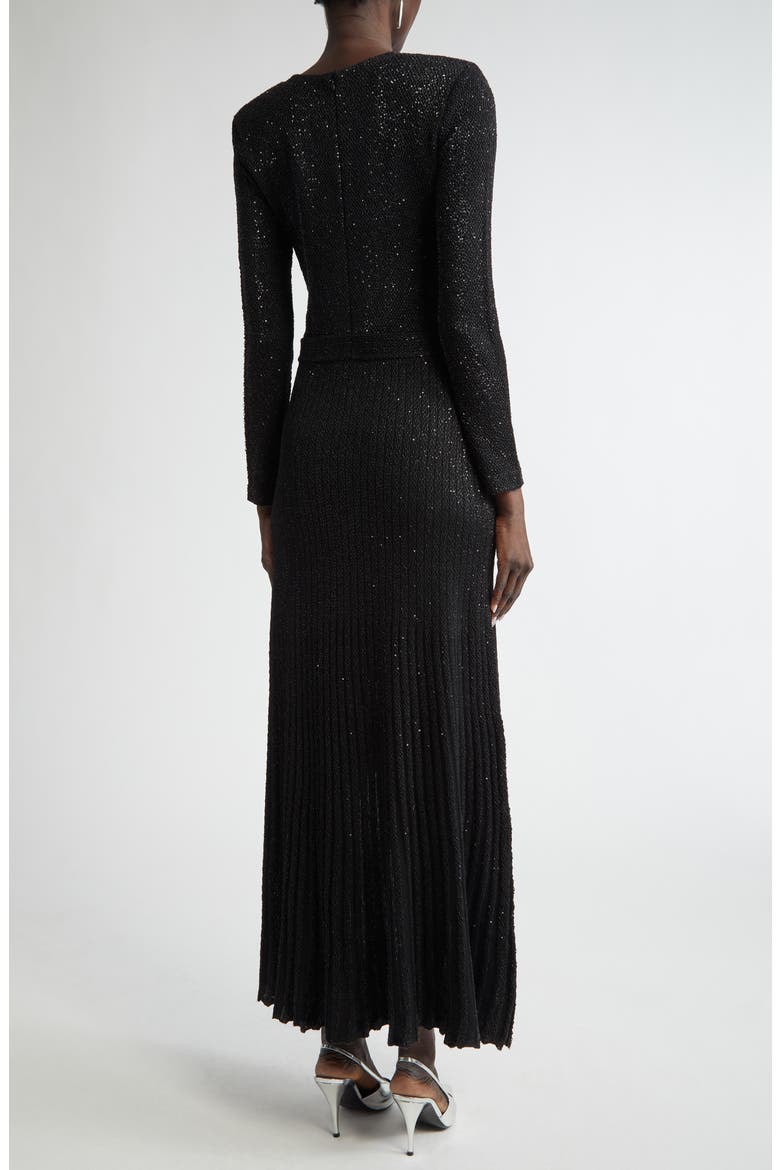 ST. JOHN Sequin Embroidered Long Sleeve Knit Dress (Women)