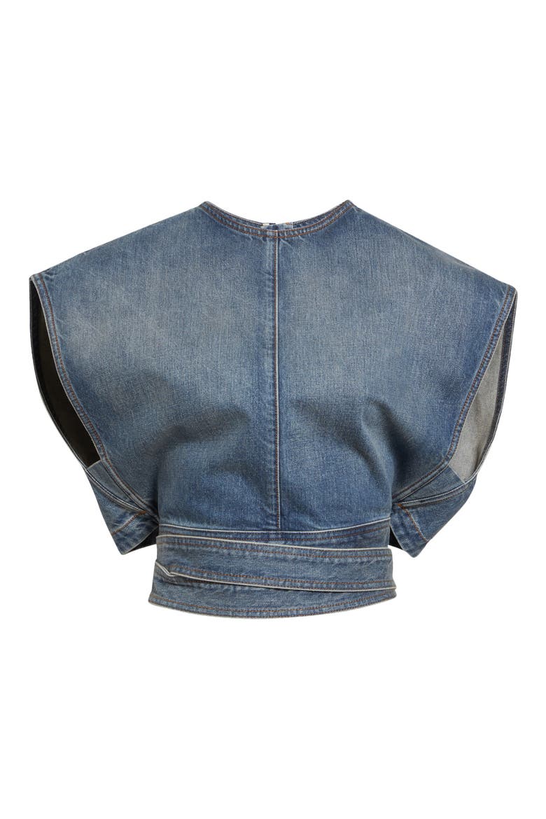 Boxy Belted Denim Top, Main, color, FADED BLUE