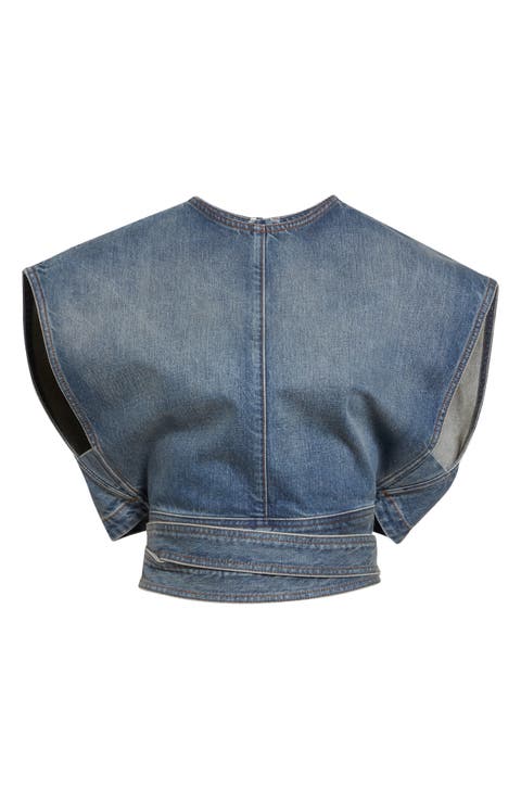 Boxy Belted Denim Top