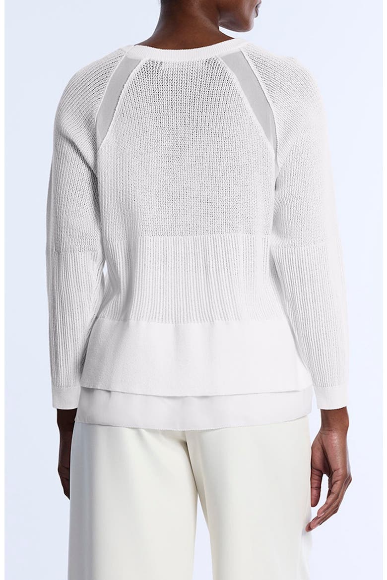 Raglan Sleeve Semisheer Cotton Blend Open Stitch Sweater, Alternate, color, CHALK