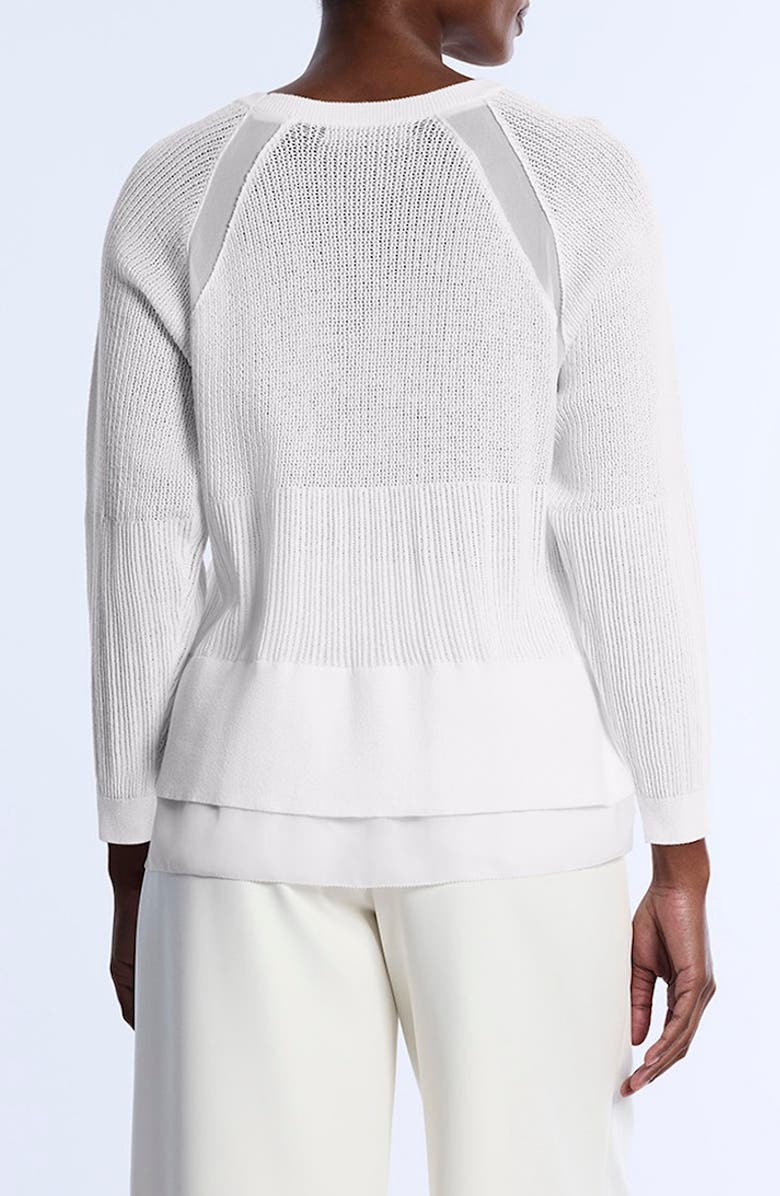 BCBGMAXAZRIA Raglan Sleeve Semisheer Cotton Blend Open Stitch Sweater, Alternate, color, Chalk