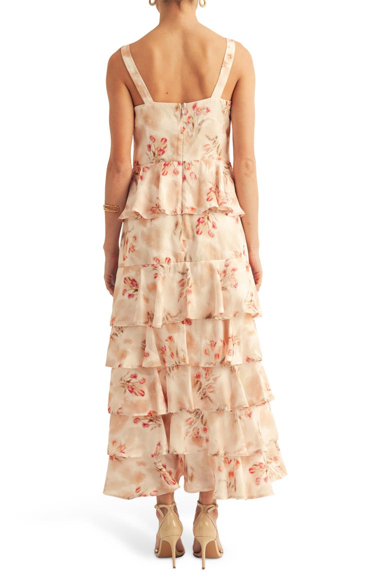 Blossom Print Sleeveless Tiered Gown, Alternate, color, SOFT PINK