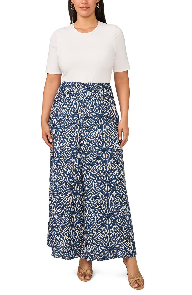 Vince Camuto Smocked Waist Wide Leg Pants, Alternate, color, Oceanside