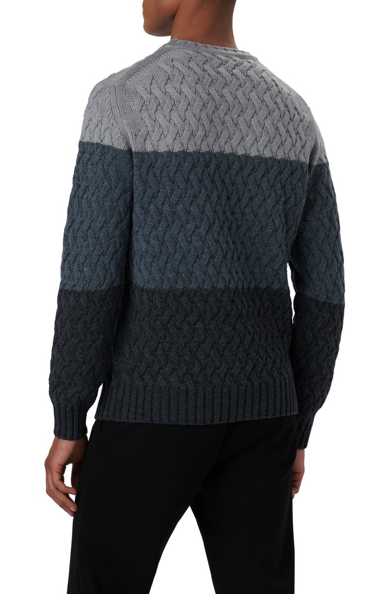 Bugatchi Color Block Merino Wool Blend Crewneck Sweater, Alternate, color, Anthracite