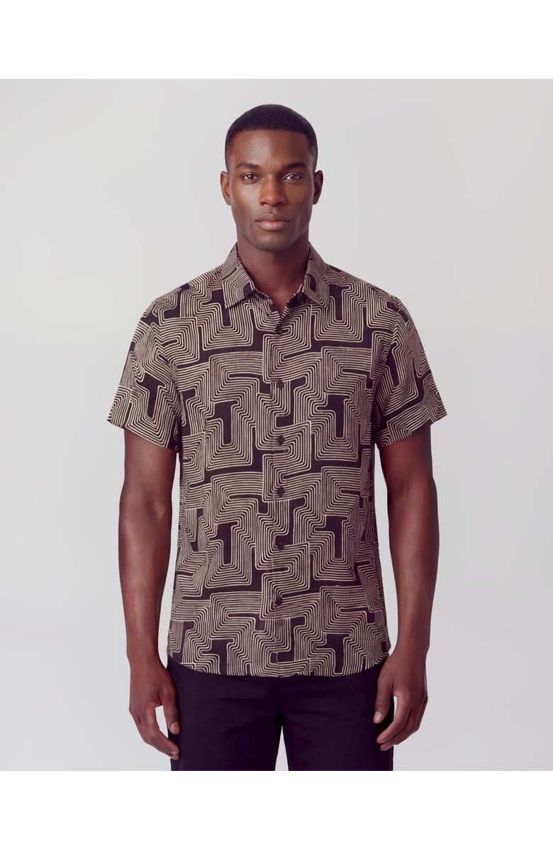 Lords of Harlech Inter Twine Mens Linen Button-up Shirt, Main, color, Inter Twine Black