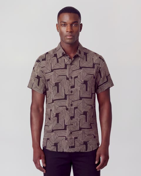 Inter Twine Mens Linen Button-up Shirt
