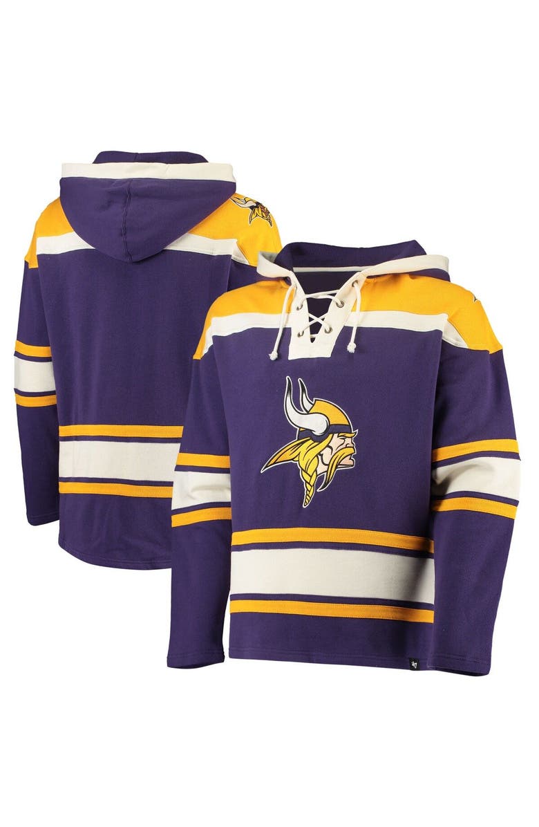 '47 Men's '47 Purple/Gold Minnesota Vikings Lacer V-Neck Pullover Hoodie, Alternate, color, 