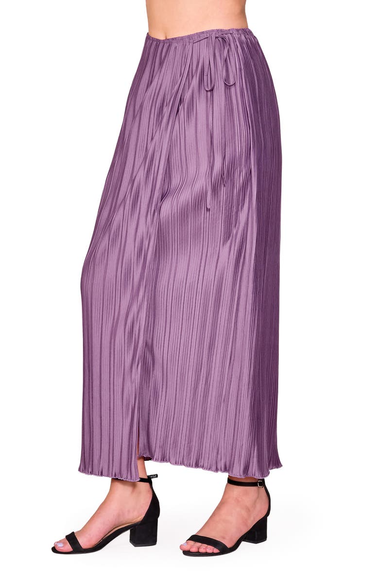 MELLODAY Pleat Side Tie Knit Maxi Skirt, Alternate, color, Plum