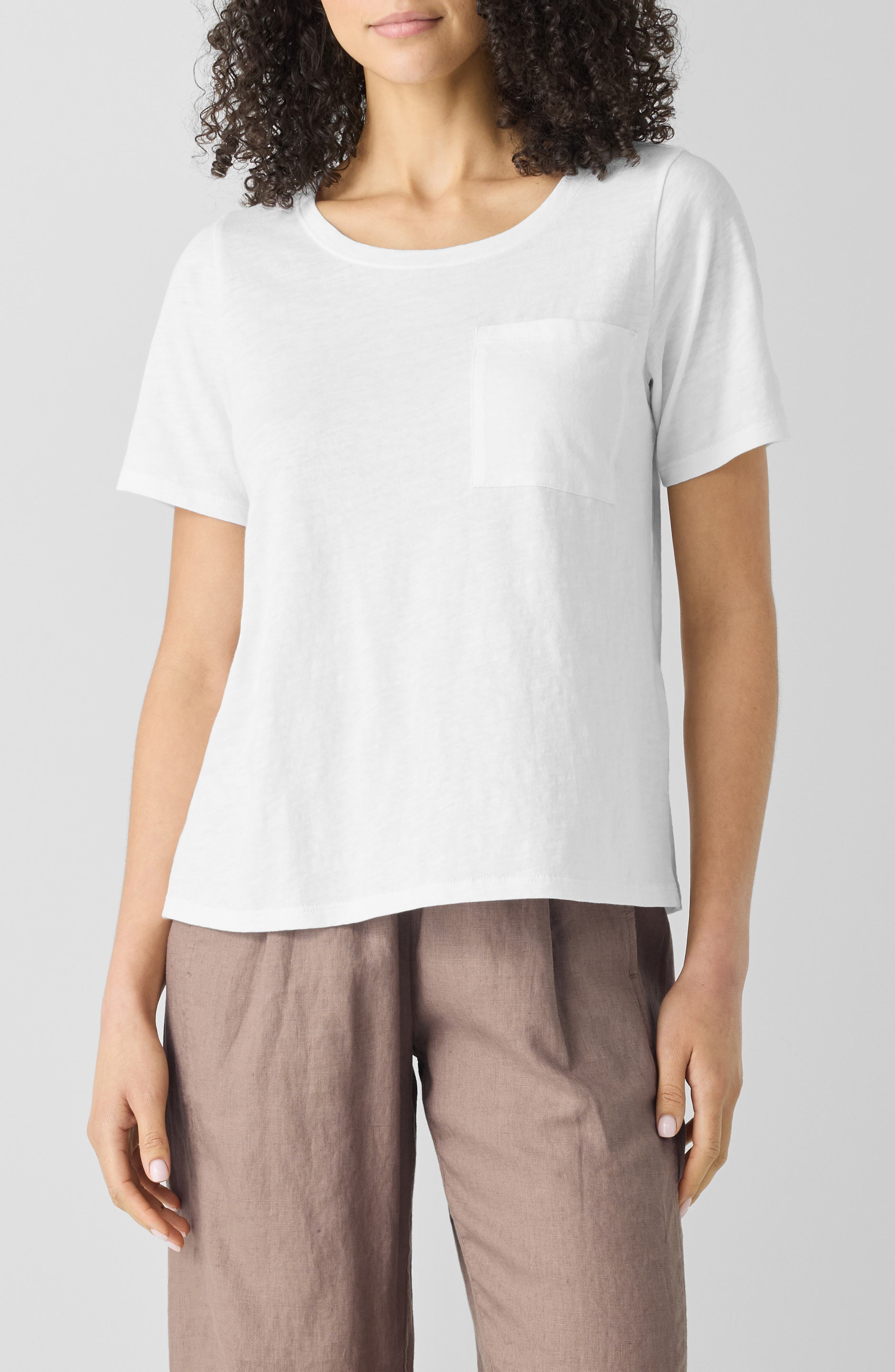 Eileen Fisher Crewneck Pocket Organic Cotton T-Shirt