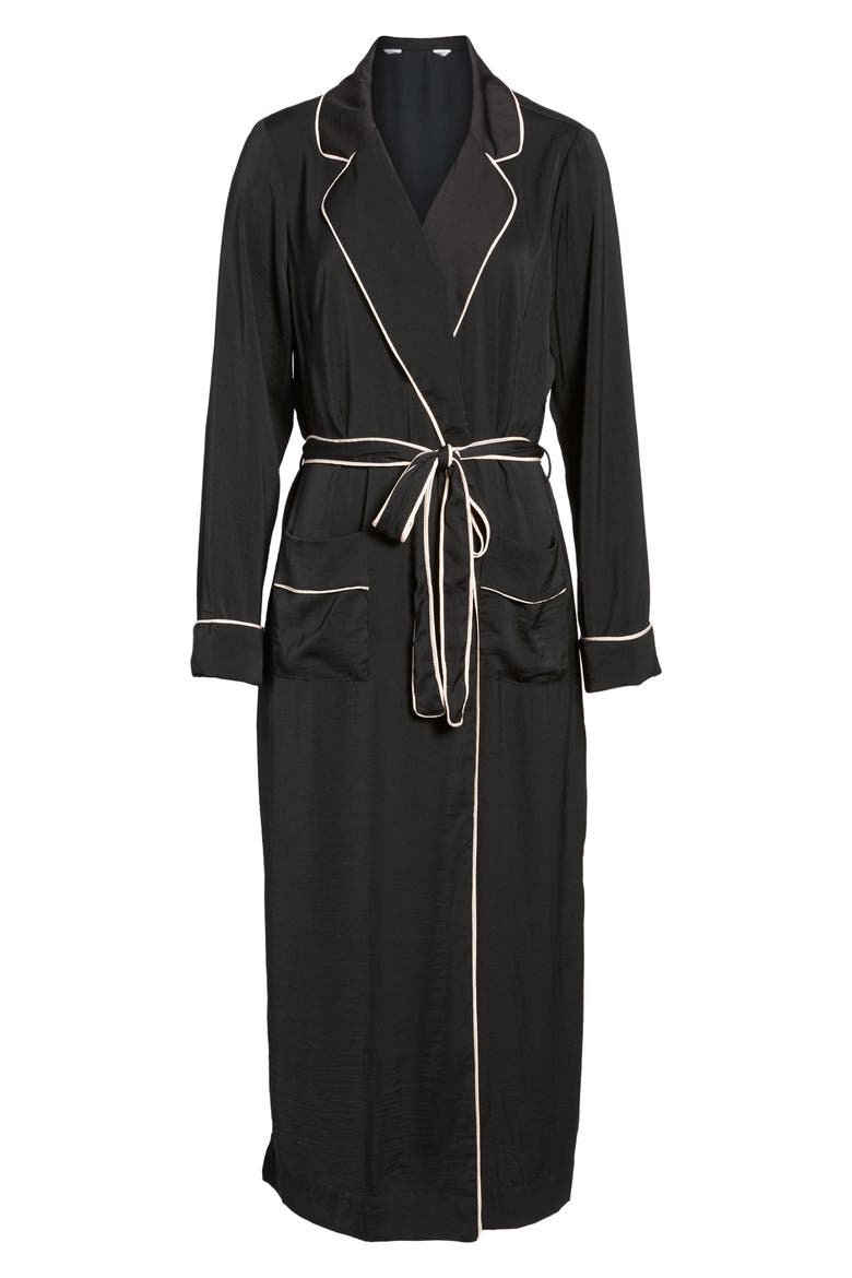 Satin Robe Jacket, Alternate, color, DEEP BLACK