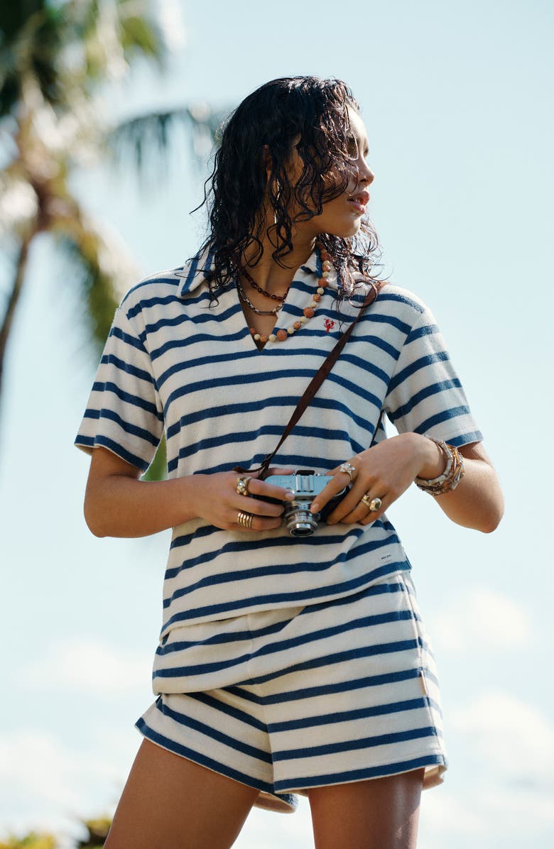 Sea Level Ahoy Cover-Up Shorts, Alternate, color, Denim Blue